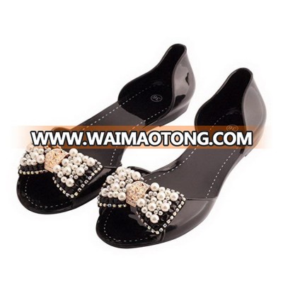 2018 cheap wholesale black pvc jelly sandal slippers shoes women