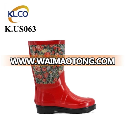 Fashionable best flowers printed wellies rain boots women wholesale