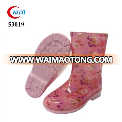 chicken printed pink pvc transparent plastic rain boots