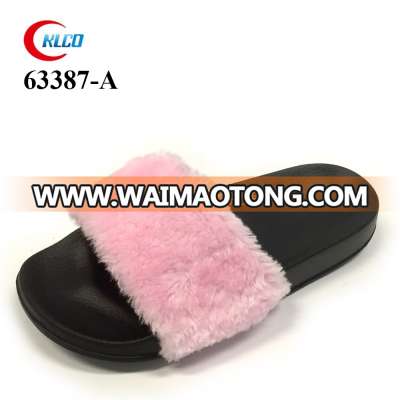 Fashion Custom women garden flats sandal, faux fur popular slide slipper